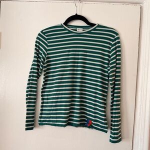 KULE Striped Long Sleeve Top in Green and White